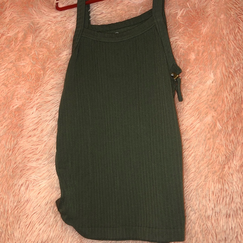 Green crop top with side buckle details